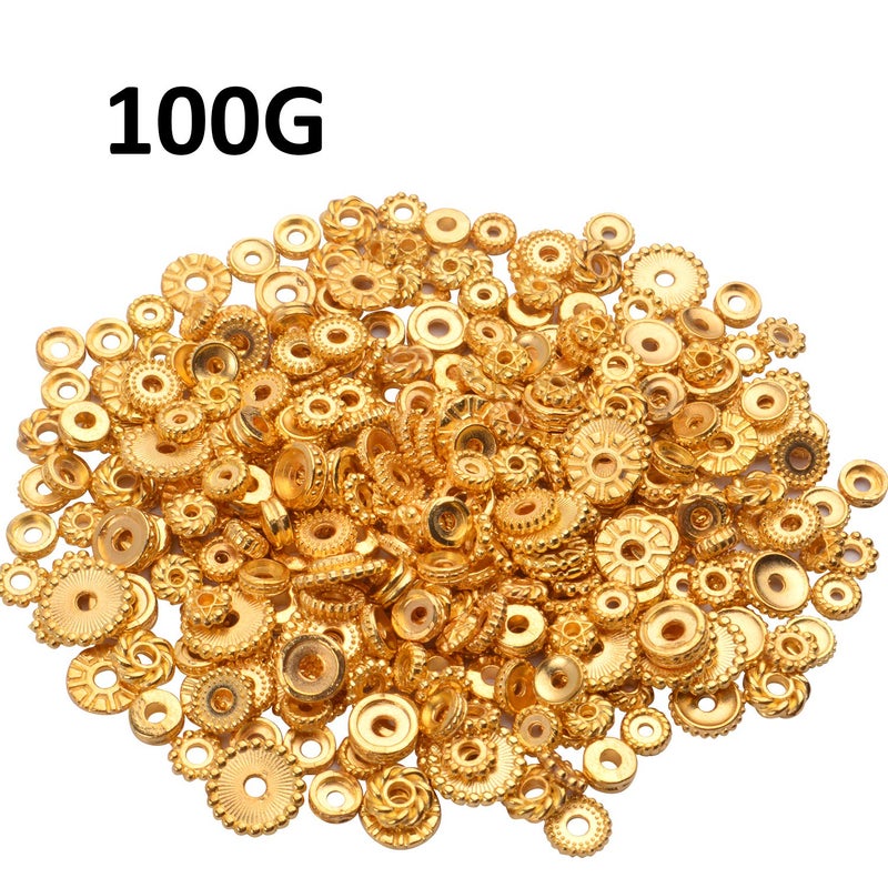 BronaGrand 100 Gram(About 170-300pcs) Spacer Beads Jewelry Bead Charm Spacers Alloy Spacer Beads for Jewelry Making DIY Bracelets Necklace and Crafting,Gold - Image 4